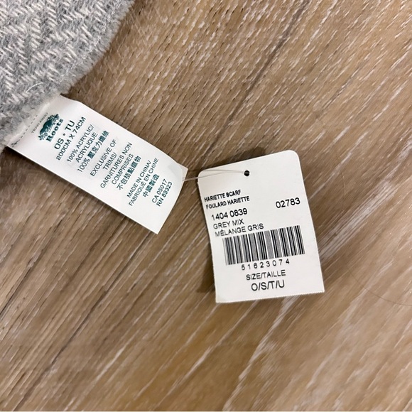 Roots Hariette Reversible Scarf Grey Mix NWT 200x74cm Fringe - Picture 4 of 5